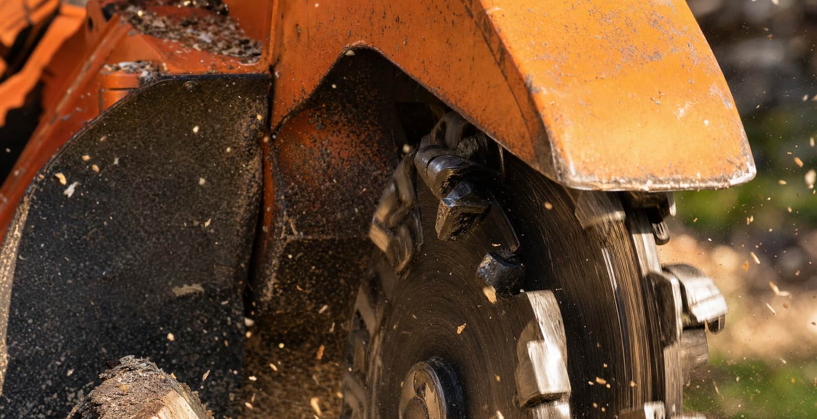 Stump grinder at work on a residential job near Lynchburg, VA